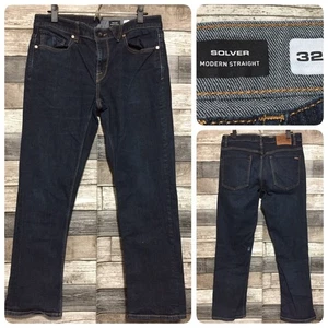 Volcom Solver Modern Straight Jeans Men’s 32x28 Dark Wash Blue Denim Stretch - Picture 1 of 9