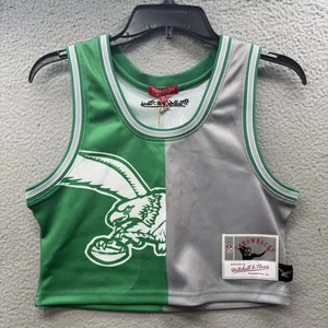 NWT Mitchell & Ness Philadelphia Eagles Women's Crop Top Tank Jersey Green XS - Picture 1 of 16