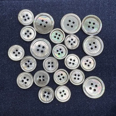 11 Pieces Natural Smoke Mother of Pearl Buttons Set 20mm 15mm Genuine Grey MO... - Image 1 of 4