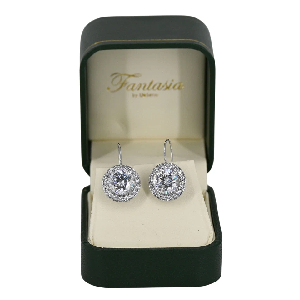  Fantasia by DeSerio Round Cubic Zirconia Elegant Drop Earrings With Box - Image 1 of 4