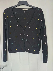 Naf Naf embroidered heart black cardigan Size s/10 - Picture 1 of 5