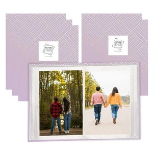 6 x Photo Album 5" x 7" Slip In 100 Pockets Purple Square Cover Design Memories - Picture 1 of 8
