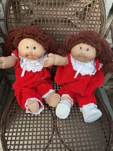 "Muñecas gemelas vintage Cabbage Patch Kids 1985 Coleco pelo rojo raro 16""" - Imagen 1 de 14