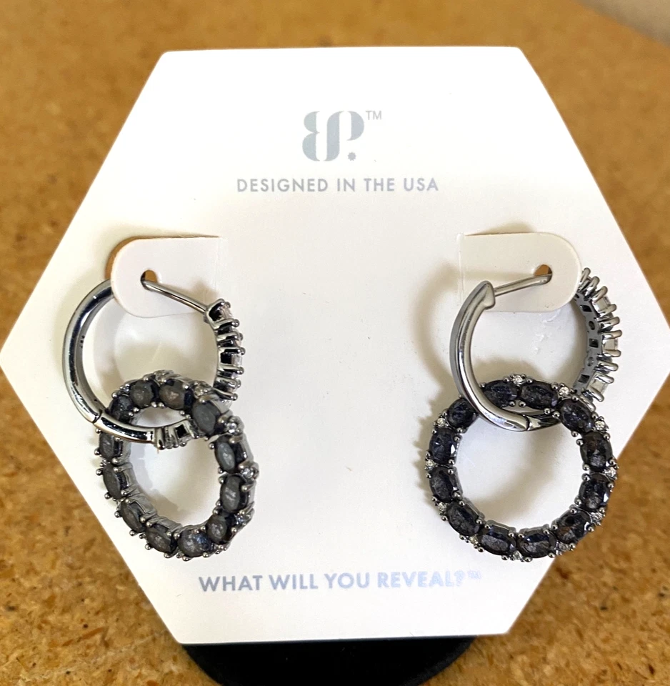 Pendientes Bomb Party Circle Of Memories RBP8643 Negro Cristal de Hielo Hematita Chapado Foto 1 de 4