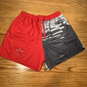 Nike Basketball Shorts XL Red Gray Striped Dri-FIT Mesh Lined Athletic Mens - Picture 1 of 13