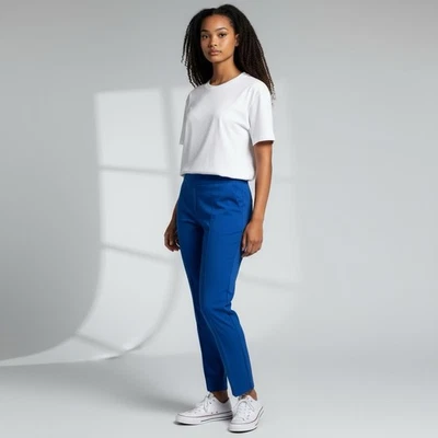 Tory Burch Blue Ankle Pants Side Zip Cotton Spandex Blend Women's Size 2 NWOT - Image 1 of 4