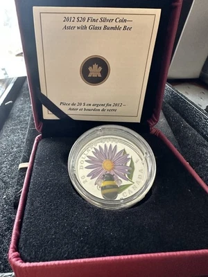 2012  $20  RCM Aster & Bumble Bee  99.99 Silver 1.01 Tr Oz Coin - Image 1 of 4