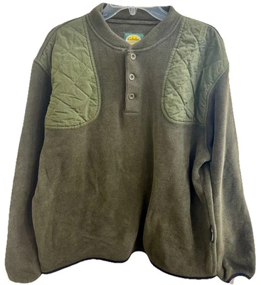 CABELA’S Shooting Long Sleeve Fleece Henley Shirt Shoulder& Arm Pads Olive Large - Image 1 of 4