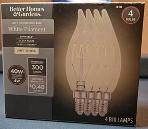 Better Homes & Gardens 40W Equivalent Soft White B10 LAMPS 4PK White Filament - Picture 1 of 3