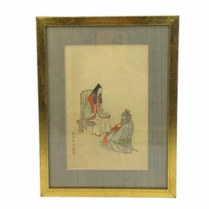 Antiker original japanischer Holzschnitt von Kōno Bairei aus Kaiga Cho gerahmt - Bild 1 von 19