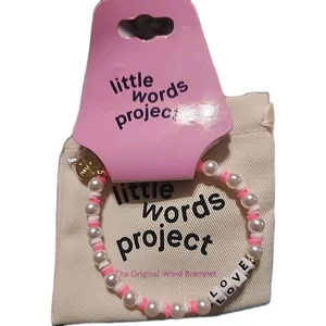 Pulsera Apilador Little Words Project "LOVE" Rosa Blanco Nueva con Etiquetas M/L - Imagen 1 de 2