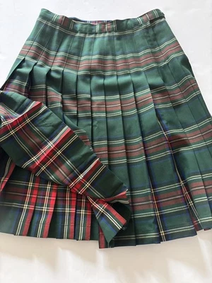 De Colección Pendleton REVERSIBLE Falda Tartán Verde Rojo Cuadros Lana Virgen Mujeres 14 EE. UU.  Foto 1 de 4