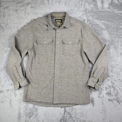Cabelas Medium Weight Shacket Shirt Mens M Beige Button Up Outdoor EUC - Image 1 of 4