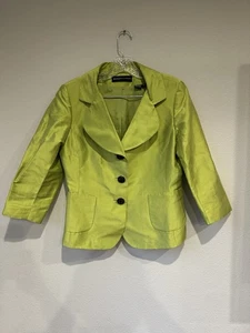 Blazer Vintage Dana Buchman Verde Seda Talla 8 Forrado - Imagen 1 de 5