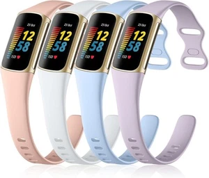 GEAK 4 Pack Slim Band For Fitbit Charge 5/Charge 6, Pink/Lilac/Lavender/White  - Picture 1 of 8