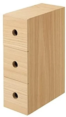 MUJI MDF Ash Wood Oak 3 drawer Organize Storage Case Box F/S w/Tracking# Japan - Image 1 of 4