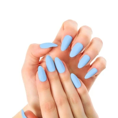 Uñas de corte de aguja a presión de periwinkle mate falsas con pegamento incluido Foto 1 de 4