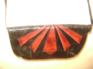 VTG KANE-M WOMEN FASHION BAG Lacquered Leather Handmade Shoulder Bag 12"x7" - Picture 1 of 4