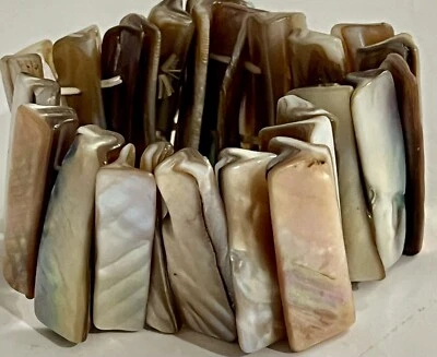 珍珠母弹力手链长矩形贝壳手镯波西米亚破旧别致 — 第 1/4 张图片