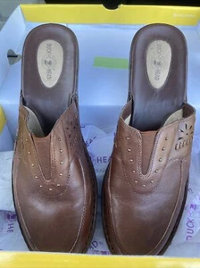 Duck Head Größe 11 braune Leder Pantoletten Slipper Gummiunterteil - Bild 1 von 5