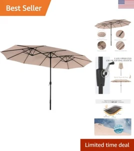 Großer rechteckiger doppelseitiger Marktschirm - Kurbel für einfache Bedienung - Bild 1 von 9