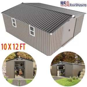 Outdoor Metal Storage Shed Utility Tool Storage w/Lockable Door for Garden Patio - Picture 1 of 24
