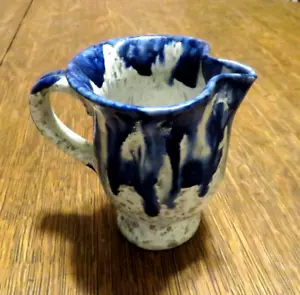 Italienische handbemalte kobaltblaue Tropfkunst Keramik Krug oder Milchkrug #413/740 - Bild 1 von 7