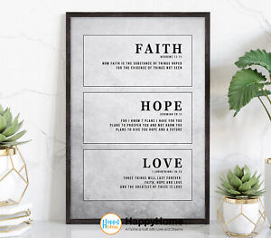 Faith Hope Love Motivational Quotes Inspirational Wall Art Canvas Office Decor
