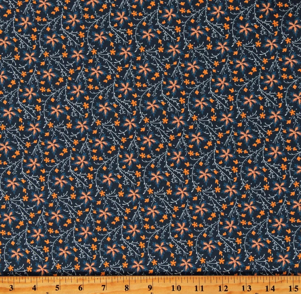 Algodón Circa: Sharp Cheddar Bloom Burst Indigo Tela Estampado por Yarda D182.30 Foto 1 de 1