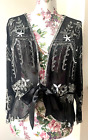 black and silver beaded embellished evening jacket art deco UK M/L