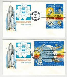 1981 SPACE ACHIEVEMENTS 1912-1919 CMPLT SET 8 STAMPS ON 2 FARNAM FDC - Bild 1 von 1