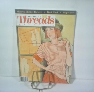 Threads Magazine October/November 1989 Blouse Patterns Knit Coats Slipcovers - Image 1 of 4