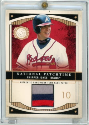 2003 Fleer Chipper Jones /100 Game-Worn Jersey Patch #CJ-NP National Patchtime - Image 1 of 3