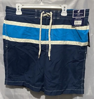 Caribbean Joe Island Supply Co Hombres Azul Marino Rayas Bañador Pantalones Cortos XL NUEVO CON ETIQUETAS Foto 1 de 4