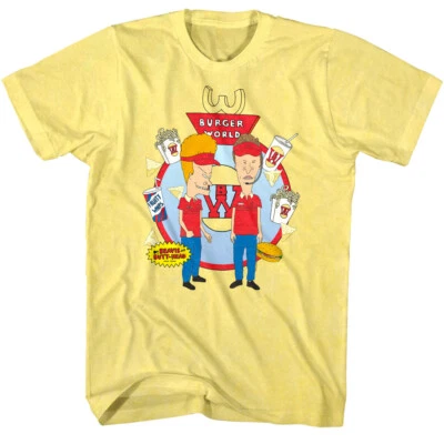 Camiseta Beavis and Butthead Burger World para hombre trabajo chupa MTV comida chatarra afrutada Foto 1 de 3