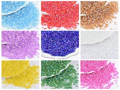 2500 pcs Glass Tube Bugle Beads 2X2mm Transparent AB Color Choice + Storage Box - Image 1 of 4