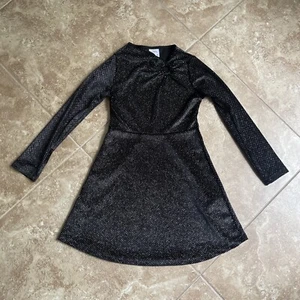 Zara Girls Shimmer Black Short Velvet Dress Size 8 - Picture 1 of 6