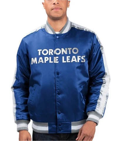 STARTER Mens Toronto Maple Leafs Varsity Jacket, Blue, XX-Large Cover
