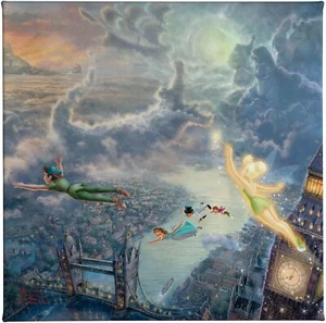 Thomas Kinkade Disney Peter Pan Neverland Galerie gewickelte Leinwand 14"×14" Echtheitszertifikat - Bild 1 von 6