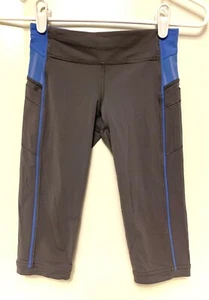 Ivivva Girls 7 Gray Blue Knit Cropped Pants Capri Leggings 12-1/2" inseam - Picture 1 of 4