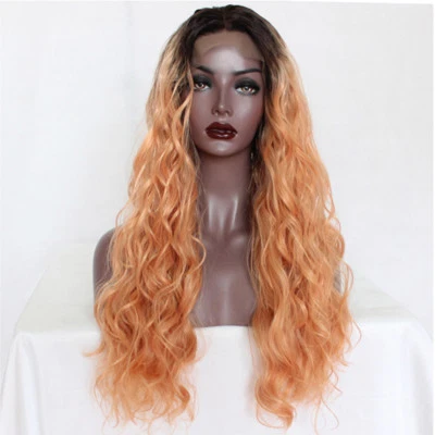 Pelucas largas sueltas rizadas de encaje delanteras peluca de cabello sintético cabello de bebé pre arrancado para mujeres Foto 1 de 4