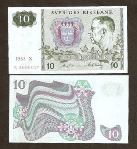 SWEDEN 10 KRONER P52 1983 * REPLACEMENT GUSTAF VI CURRENCY MONEY BILL BANK NOTE - Image 1 of 1