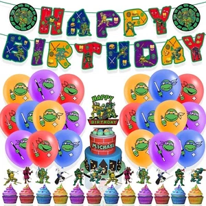 Teenage Mutant Ninja Turtles Birthday Party Decorate,Banner,Balloon,Cake Topper - Picture 1 of 7