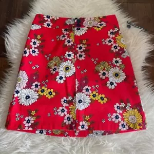 Modcloth 4 Red Mod Floral A-Line Pencil Straight Skirt Above Knee NWT - Picture 1 of 8