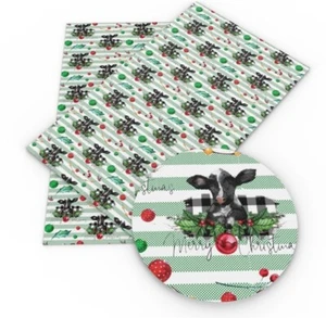 MERRY Christmas FAUX LEATHER SHEET 8.75" x 12" PRINTED 1110614 COW SMOOTH - Picture 1 of 1