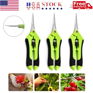 3 Pack Curved Blade Garden Scissors Trimmers Harvest Pruning Plants Trimming - Picture 1 of 5