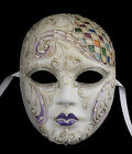 Masque de Venise visage arlequin multicolore or authentique papier mâché 22519