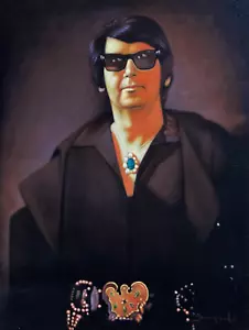 Roy Orbison, pintura original al óleo sobre terciopelo, tamaño 24"x18" - Imagen 1 de 13