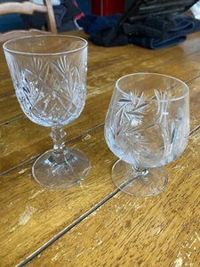 Kristall geschliffenes Glas Weinbrand Gläser x 2 - Bild 1 von 4