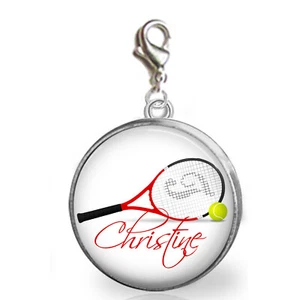 Personalized Tennis Charm for Bracelets Zipper Pull Purse Charm Photo Jewelry - Picture 1 of 1